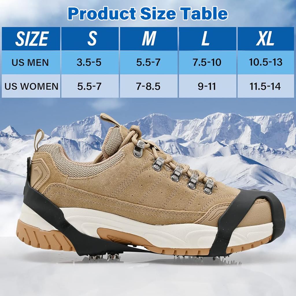 GUSTAVE Spikes Crampons, Ice Cleats for Shoes and Boots, Upgraded Version Stainless Steel Anti-Slip Grippers Shoe Spikes Grips Traction for Hiking Shoes and Boots, Hiking, Fishing Walking, M(34-39) GUSTAVE Spikes Crampons, Ice Cleats for Shoes and Boots, Upgraded Version Stainless Steel Anti-Slip Grippers Shoe Spikes Grips Traction for Hiking Shoes and Boots, Hiking, Fishing Walking, M(34-39)